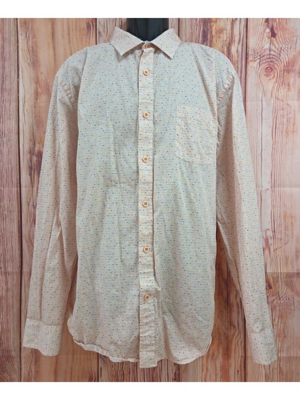 Johnston & Murphy Mens Orange Diamond Button-Up Shirt XXL